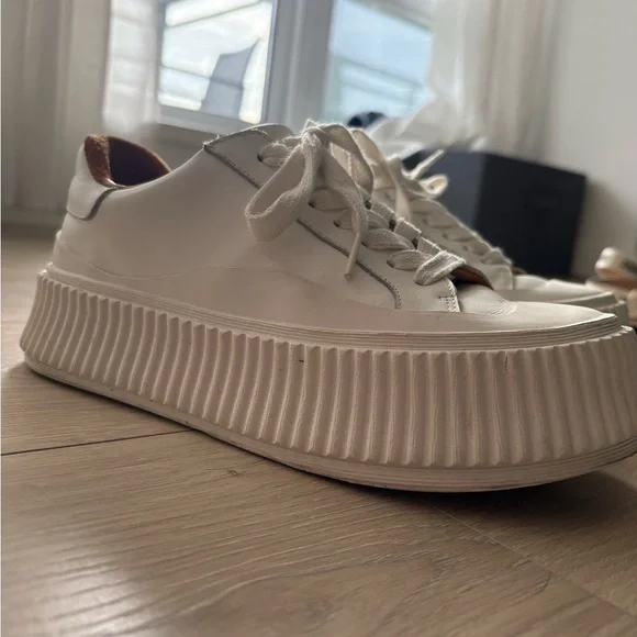 Jil Sander White Leather Platform Sneaker | Size 36 - Picture 4 of 9